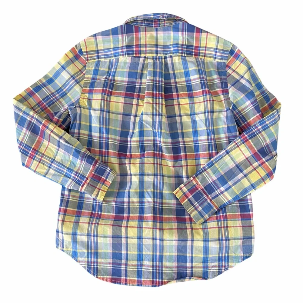 Ralph Lauren Plaid Shirt Button Down Boys Size 10/12 Bright Preppy Academia